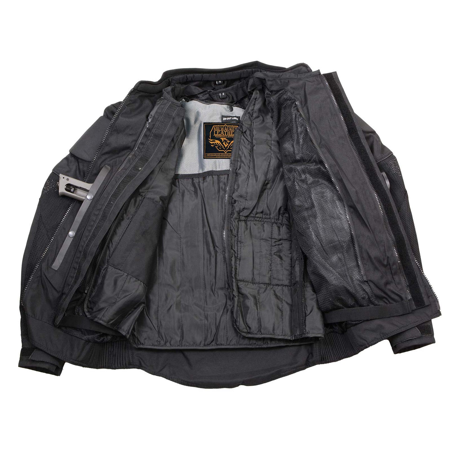 Milwaukee Leather Men's Shadow Black Textile Motorcycle Jacket w/ CE Armor - MPM17030