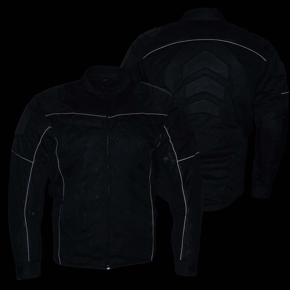Milwaukee Leather Men's Shadow Black Textile Motorcycle Jacket w/ CE Armor - MPM17030