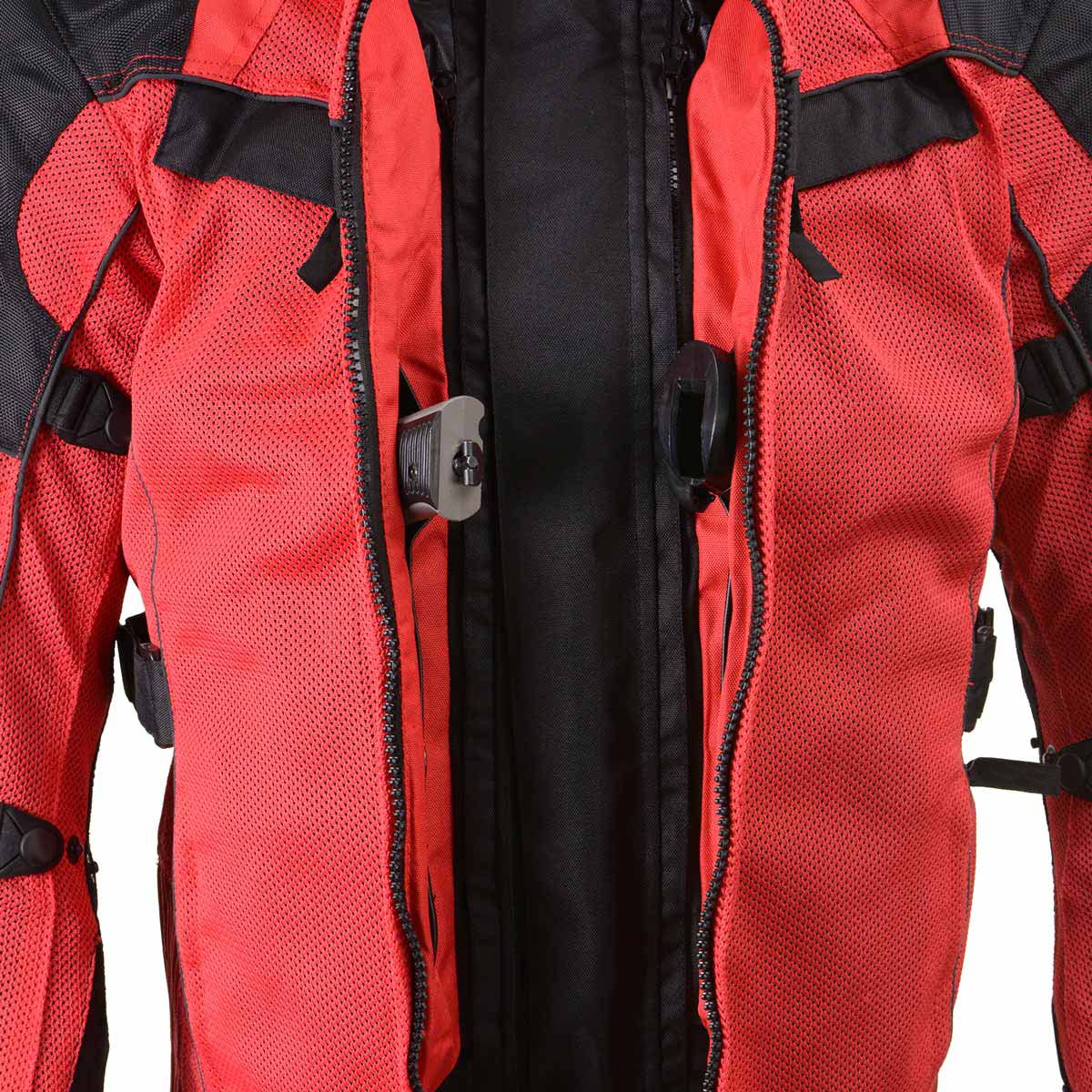 Milwaukee Leather Men's Venture Black/Red Textile Motorcycle Jacket w/ CE Armor - MPM17031
