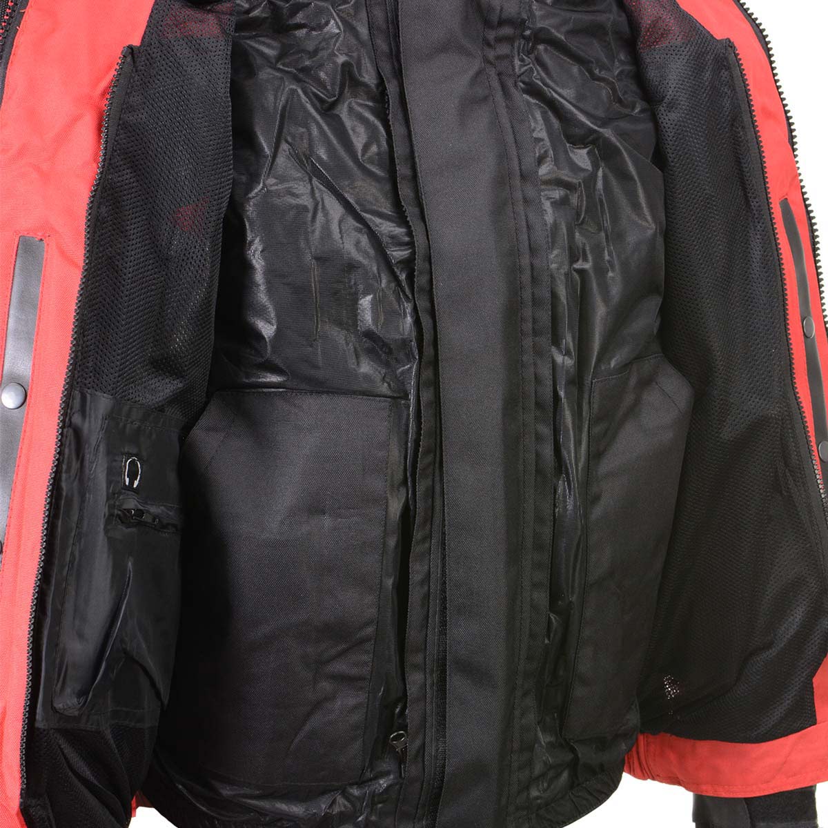 Milwaukee Leather Men's Venture Black/Red Textile Motorcycle Jacket w/ CE Armor - MPM17031