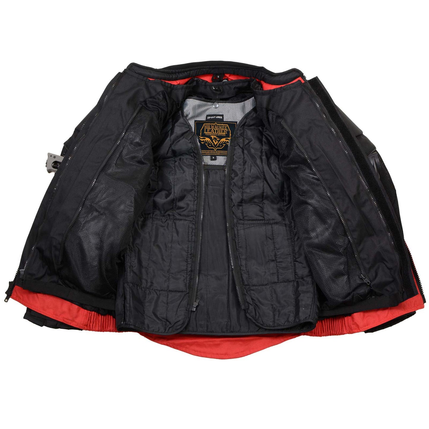 Milwaukee Leather Men's Venture Black/Red Textile Motorcycle Jacket w/ CE Armor - MPM17031