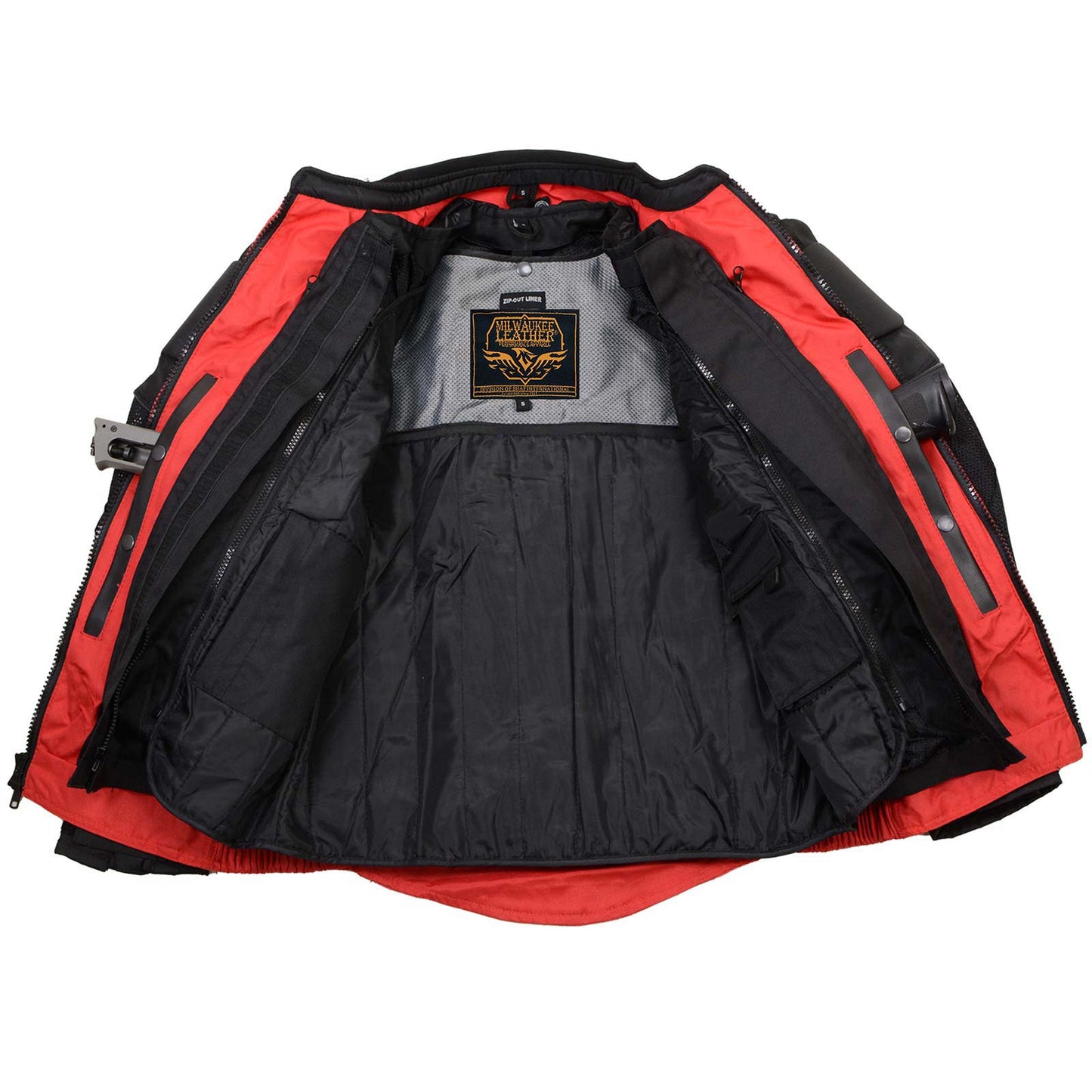 Milwaukee Leather Men's Venture Black/Red Textile Motorcycle Jacket w/ CE Armor - MPM17031