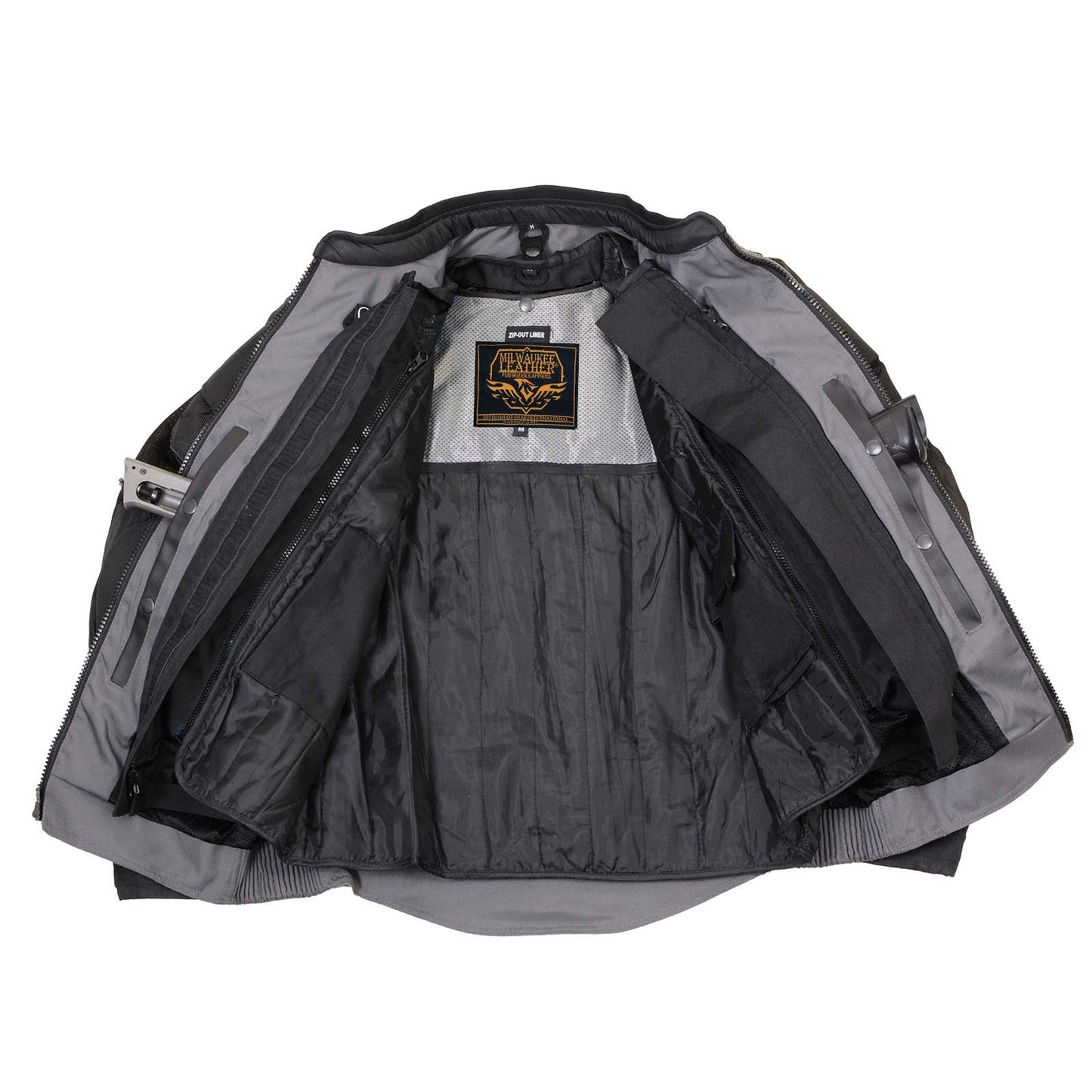 Milwaukee Leather Men's Venture Dark Grey/Black Textile Motorcycle Jacket w/ CE Armor - MPM17032
