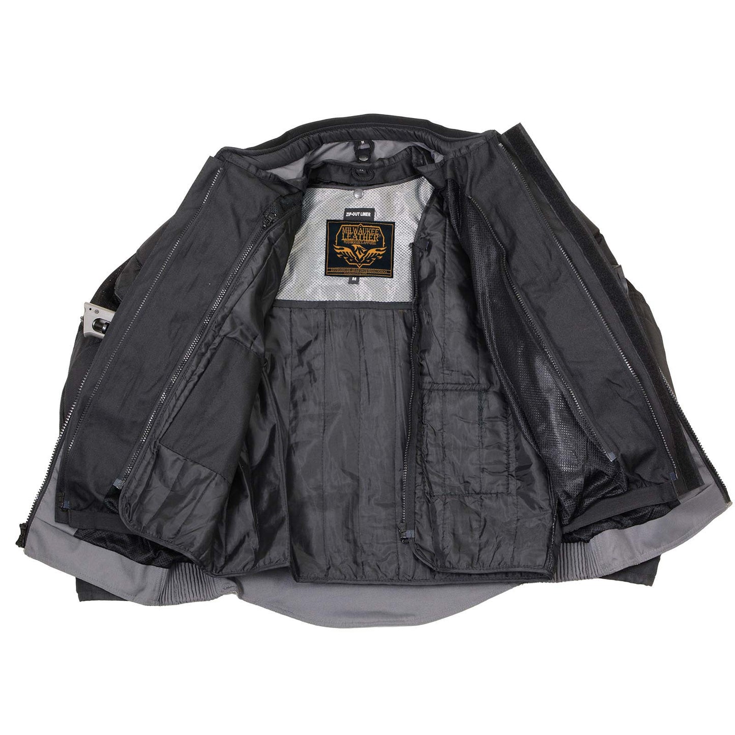 Milwaukee Leather Men's Venture Dark Grey/Black Textile Motorcycle Jacket w/ CE Armor - MPM17032
