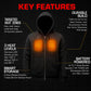 Nexgen Heat MPM1713SET12v Men's Grey 'Heated' Front Zipper Hoodie Jacket for Outdoor Activities w/ Battery Pack