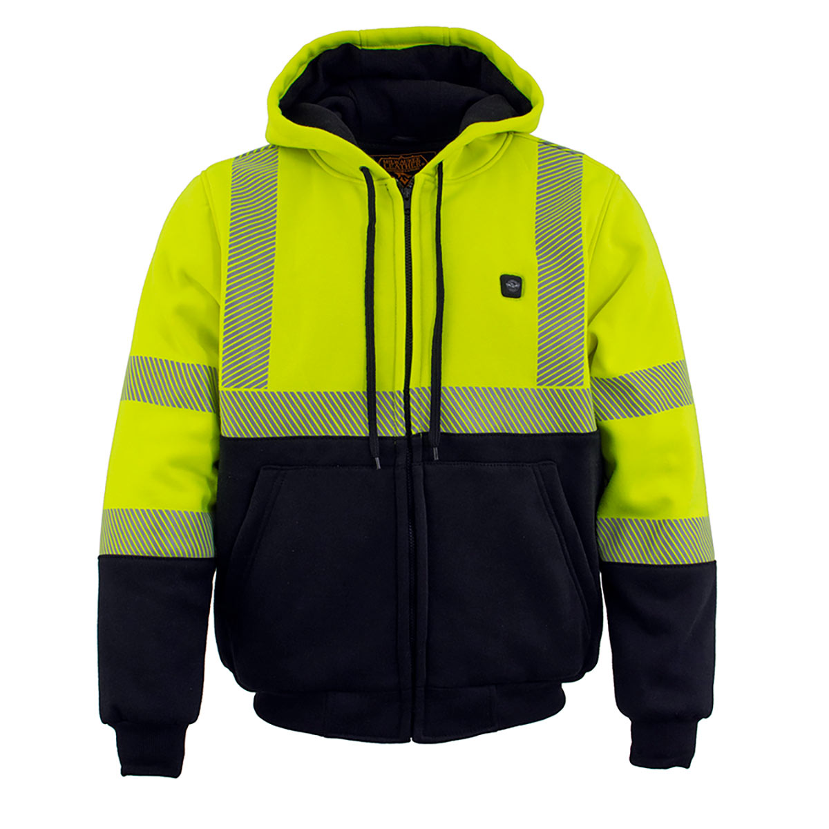 Nexgen Heat NXM1773SET Men's Heated High Visibility Work Hoodie, Neon Green Hi Vis Reflective Hoodie w/ Battery