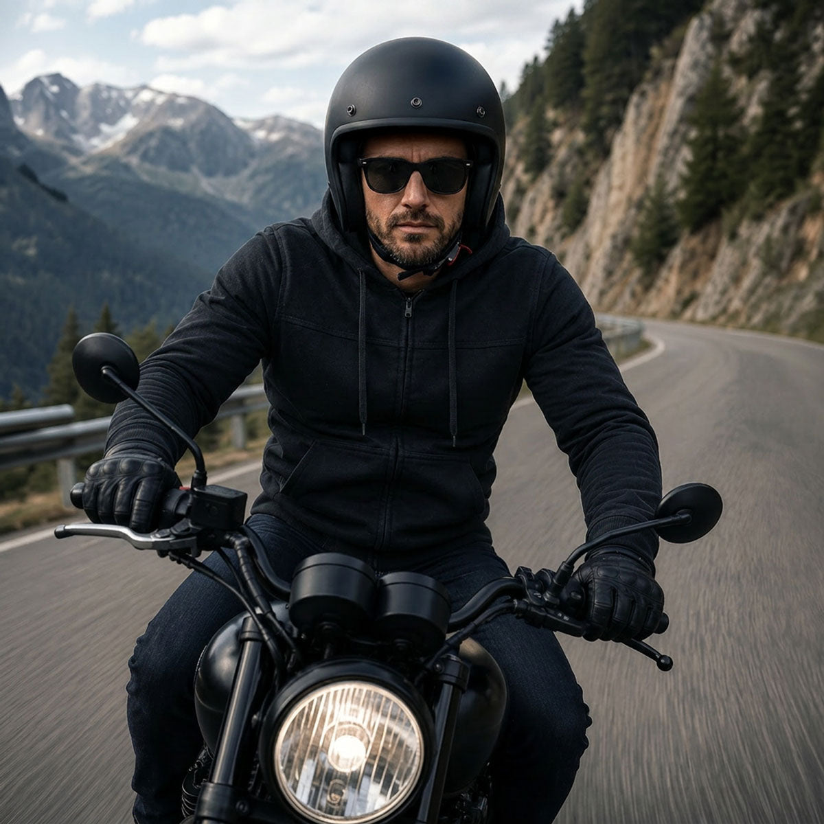 Milwaukee Leather Men's Black Streetguard Riding Hoodie - Aramid Reinforced with CE Shoulder and Elbow Armor - MPM1788