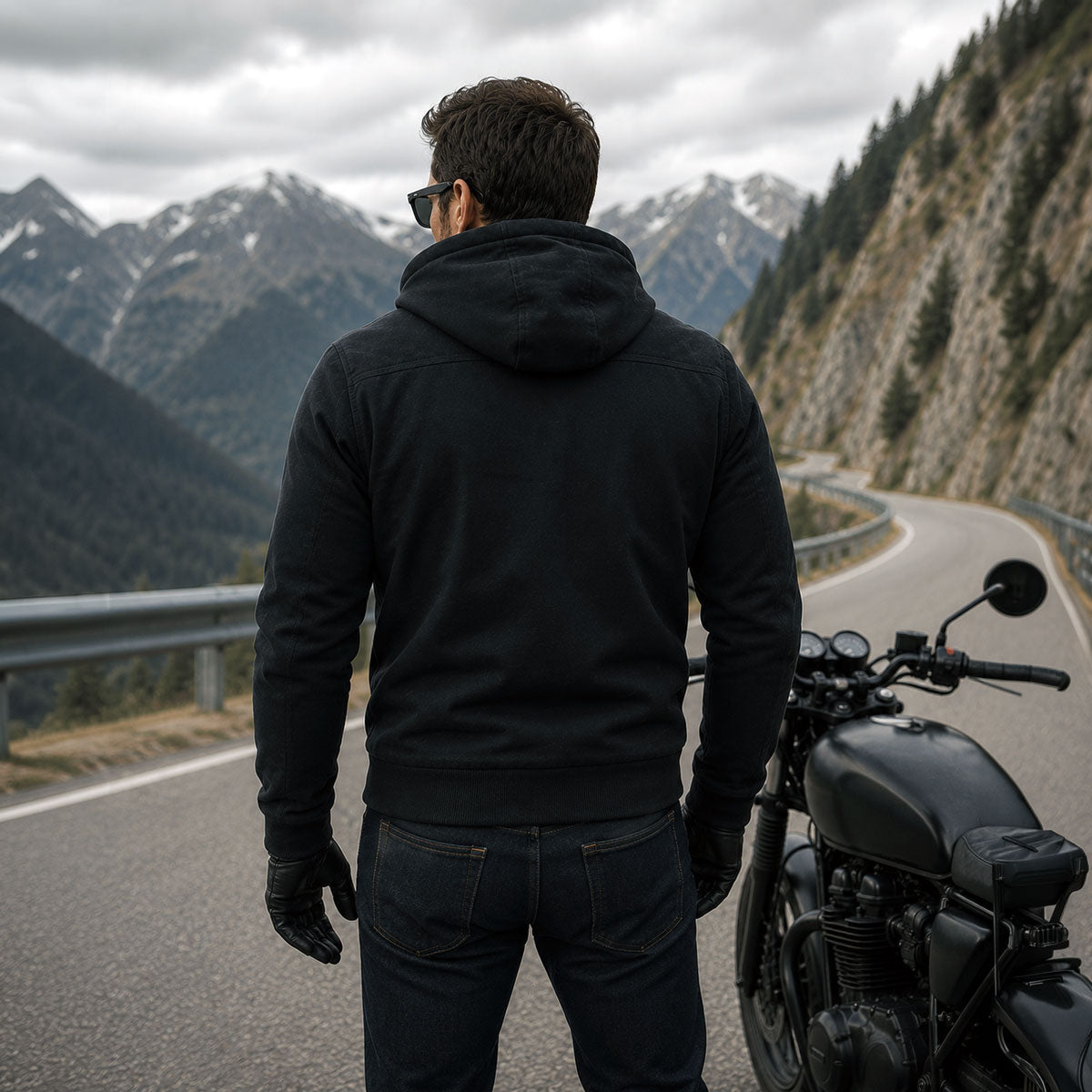 Milwaukee Leather Men's Black Streetguard Riding Hoodie - Aramid Reinforced with CE Shoulder and Elbow Armor - MPM1788
