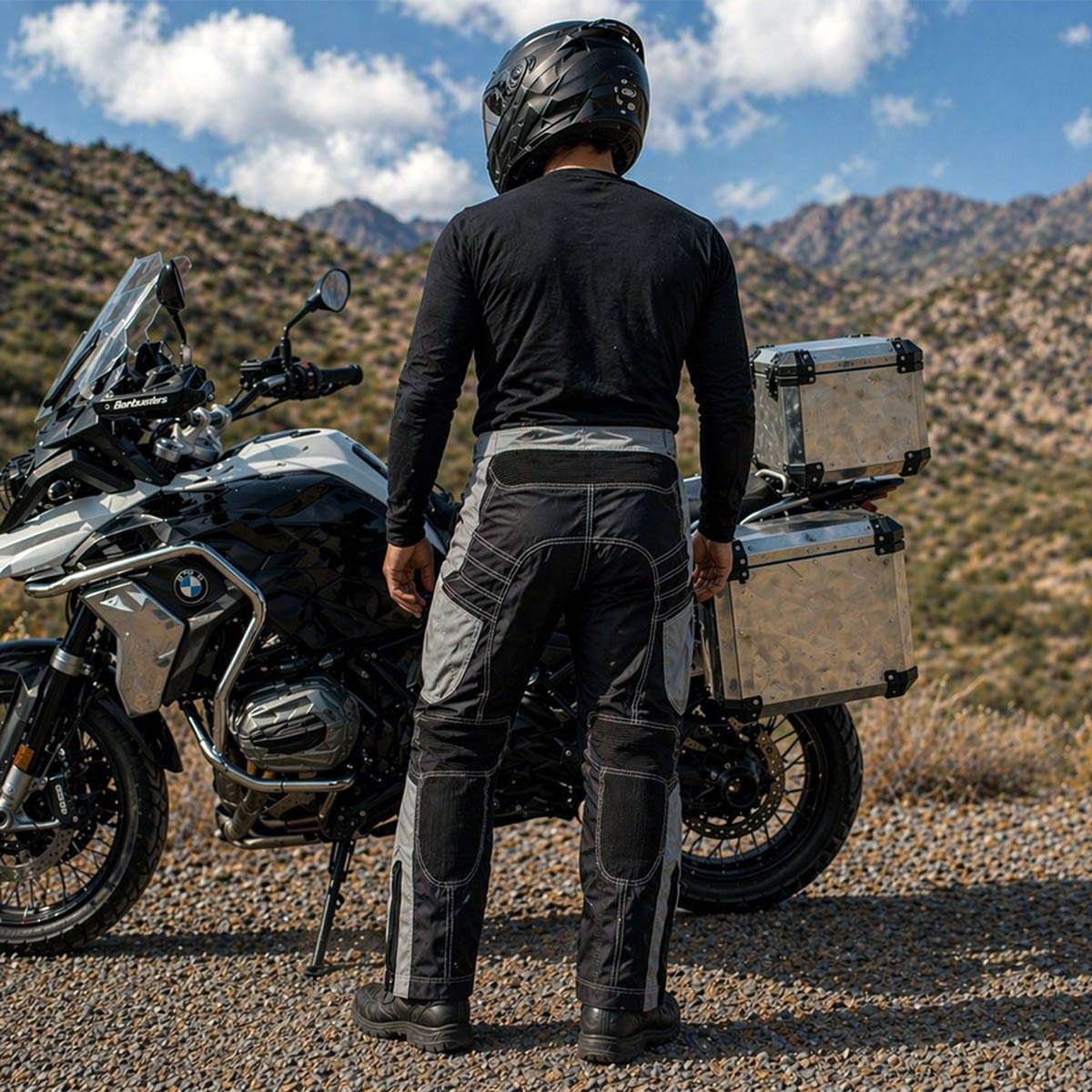 Milwaukee Leather MPM5730 Men's Black and Grey Tri-Tex Fabric Motorcycle Rider Pants w/ CE Armor Protection