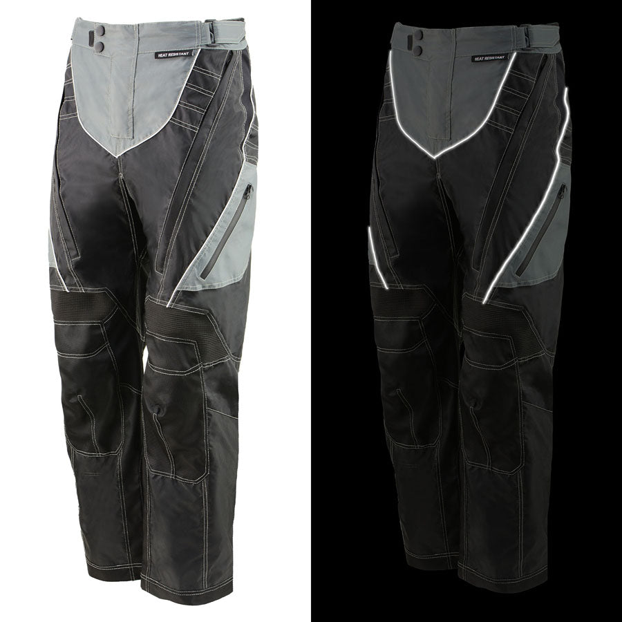 Milwaukee Leather MPM5730 Men's Black and Grey Tri-Tex Fabric Motorcycle Rider Pants w/ CE Armor Protection