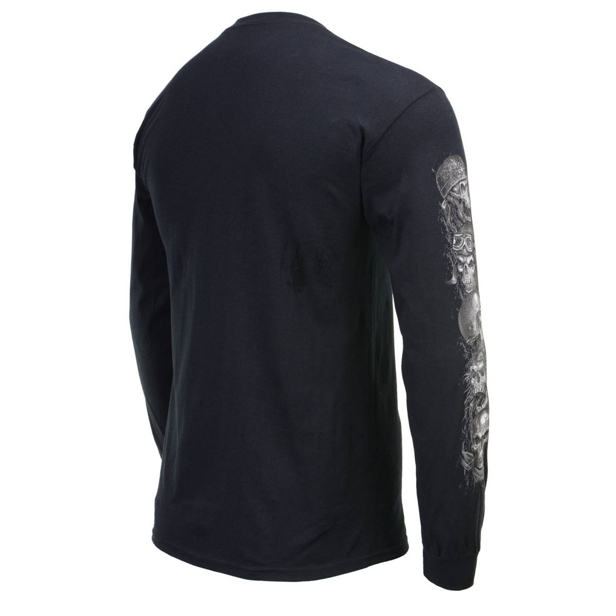 Milwaukee Leather MPMH117008 Men’s ‘Five Skulls’ Long Sleeve Black T-Shirt - Large