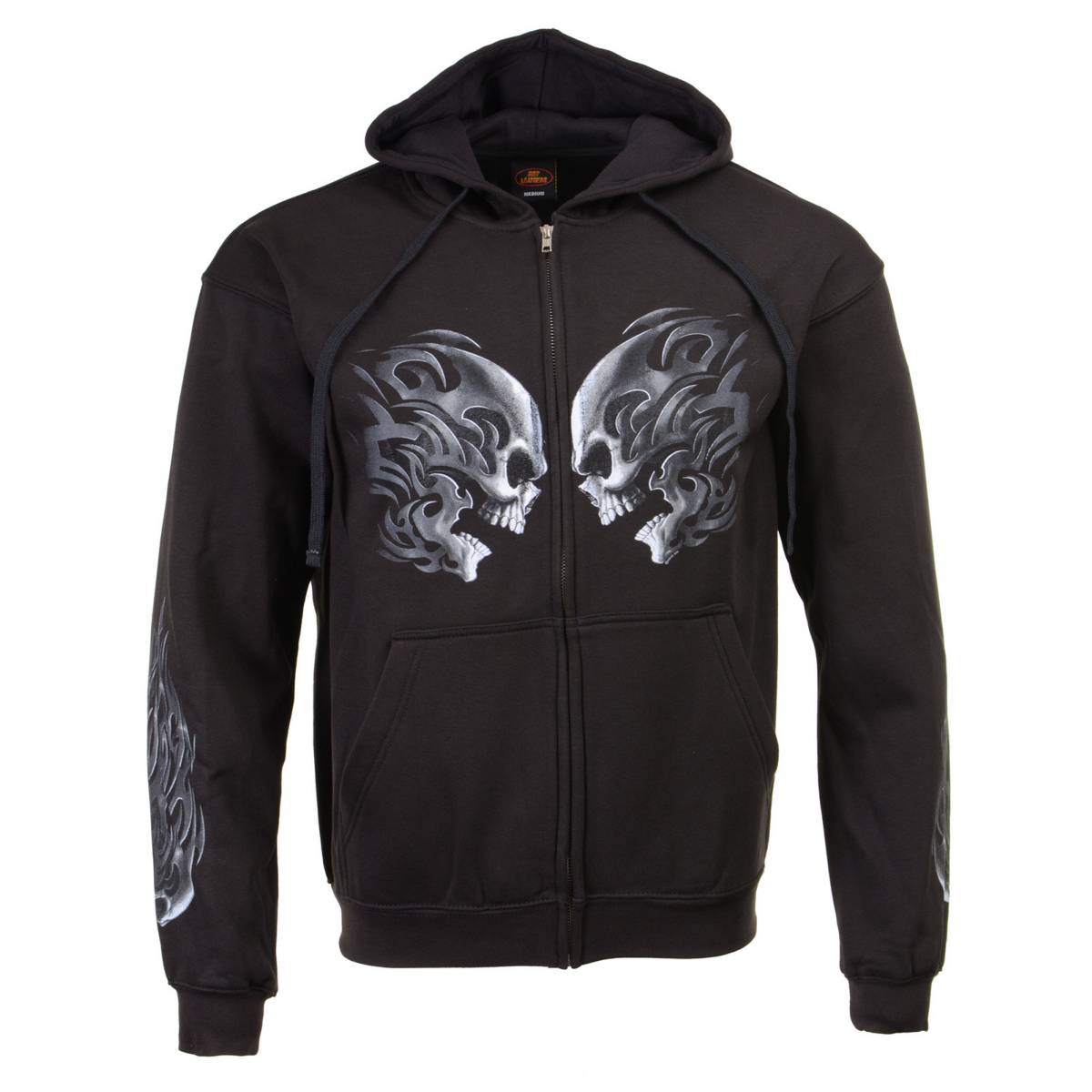 Milwaukee Leather MPMH118001 Men’s ‘Head Butt Skulls’ Black Hoodie with Zipper Closure - 3X-Large