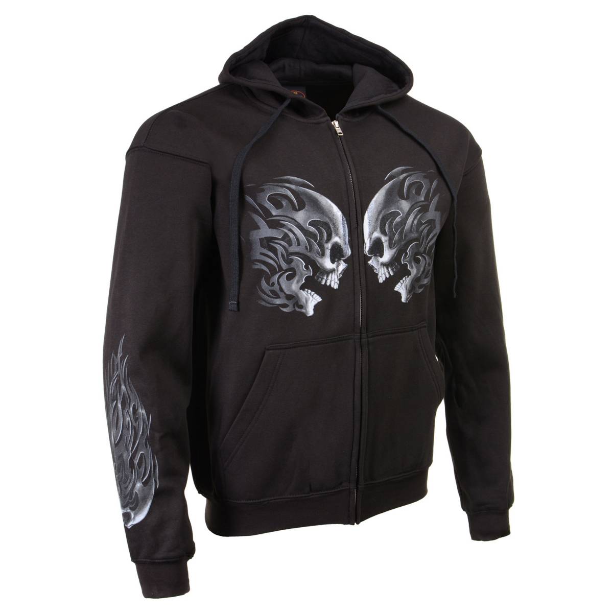 Milwaukee Leather MPMH118001 Men’s ‘Head Butt Skulls’ Black Hoodie with Zipper Closure - 2X-Large