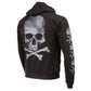 Milwaukee Leather MPMH118003 Men’s ‘Skull and Crossbones’ Black Hoodie with Zipper Closure