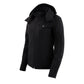 Nexgen Heat MPL2767SET Women's Black Soft Shell Heated Jacket with Detachable Hood (Included Rechargeable 10000mAh Battery)