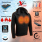 NexGen NXM1767SET Men's 'Ruffled' Black 'Heated' Soft-Shell Hooded Jacket (Rechargeable Battery Pack Included)