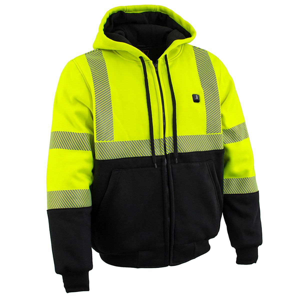 Nexgen Heat NXM1773SET Men's Heated Neon Green High Visibility Work Hoodie - for Outdoor Winter Cold Weather Activities