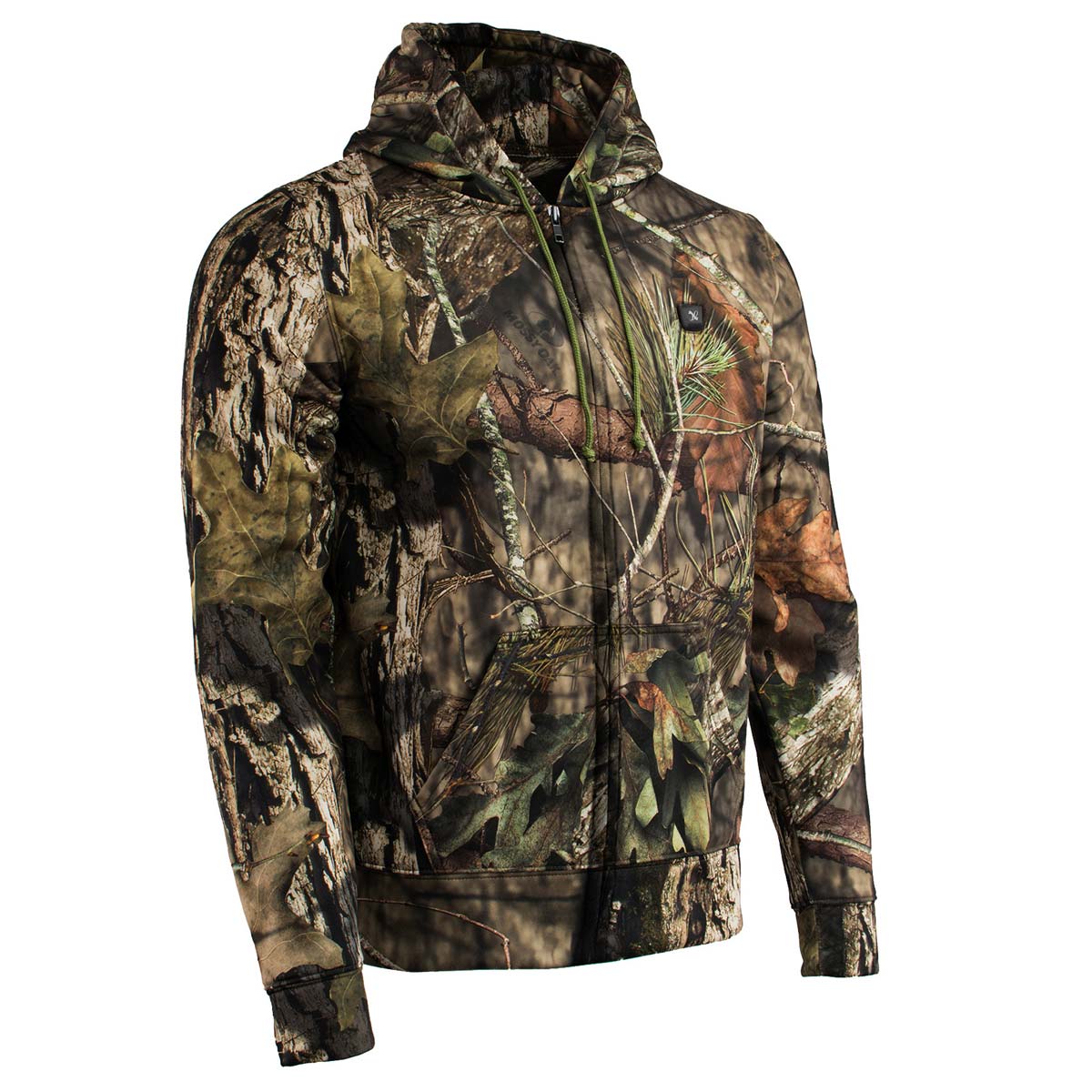 Nexgen Heat MPM1776SET Men's Camouflaged Heated Zipper Hoodies - Warming Camo Hoodie for Hunting w/ Battery