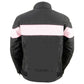 Milwaukee Leather SH2261 Women's Lightweight Black and Pink Textile Motorcycle Jacket with Reflective Piping