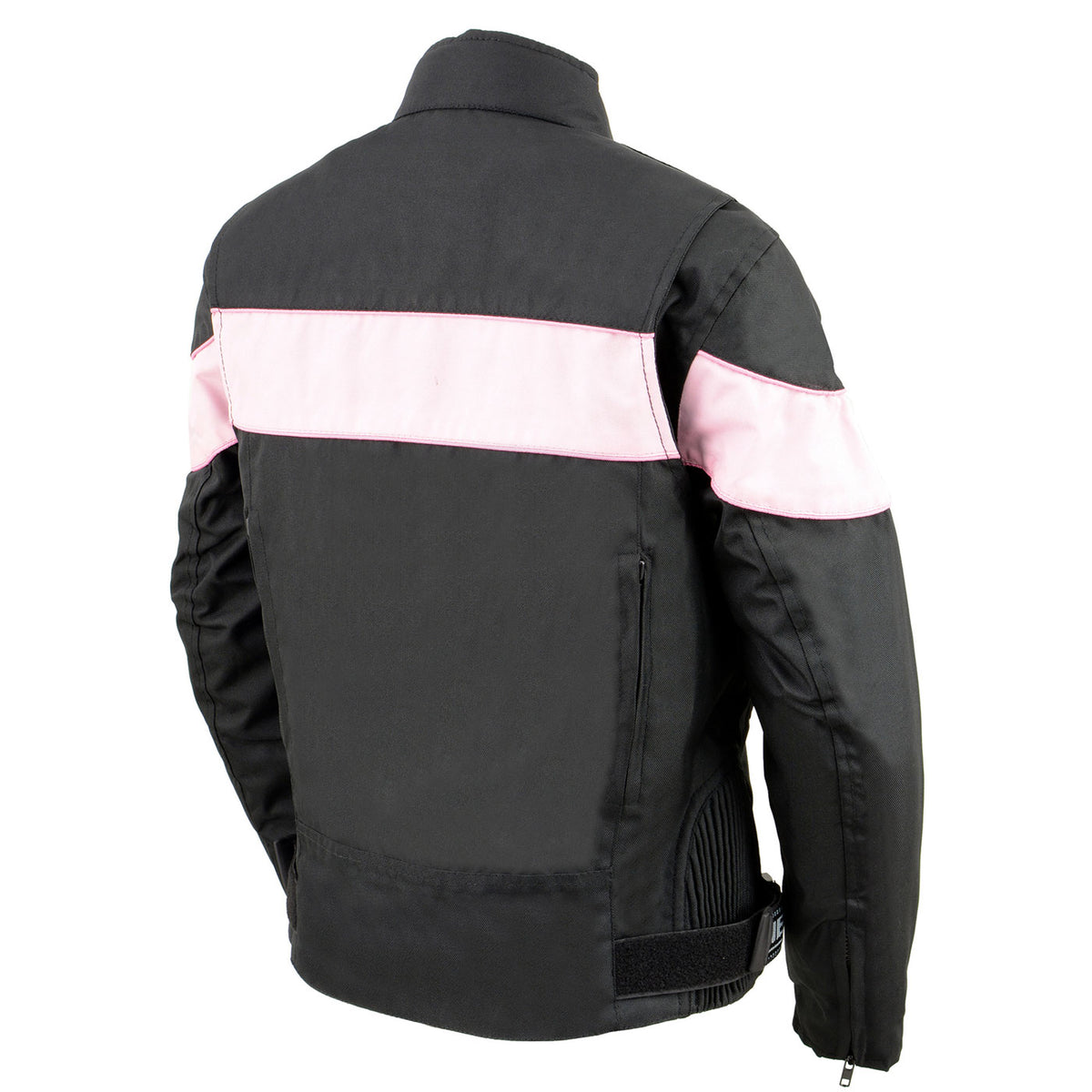 Milwaukee Leather SH2261 Women's Lightweight Black and Pink Textile Motorcycle Jacket with Reflective Piping