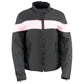 Milwaukee Leather SH2261 Women's Lightweight Black and Pink Textile Motorcycle Jacket with Reflective Piping