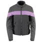 Milwaukee Leather SH2261 Women's Black and Purple Textile Lightweight Motorcycle Jacket with Reflective Piping