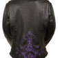 Milwaukee ML2500 Women's Reflective Star Riveted Black and Purple Leather Jacket