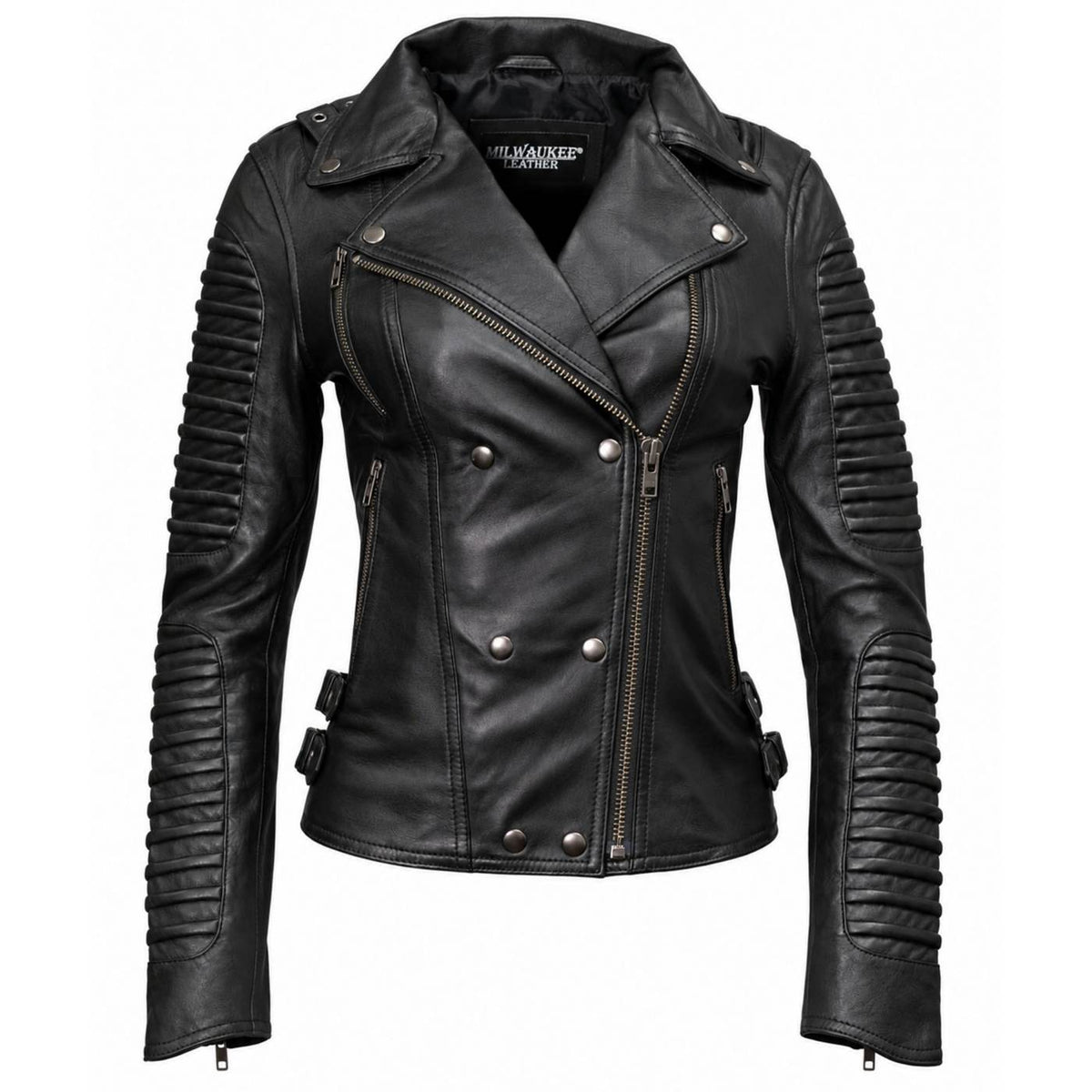 Milwaukee Leather Women's Velvet Vixen Black Naked Lambskin Moto Jacket - SFL2802