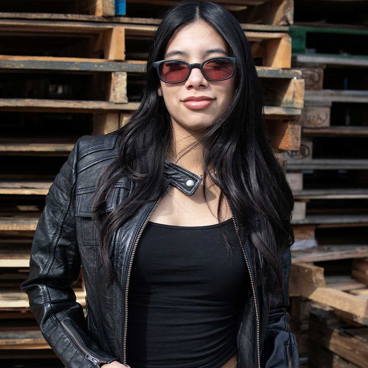 Milwaukee Leather SFL2806 Women's Quilted Black Mandarin Scuba Collar Fashion Casual Leather Jacket