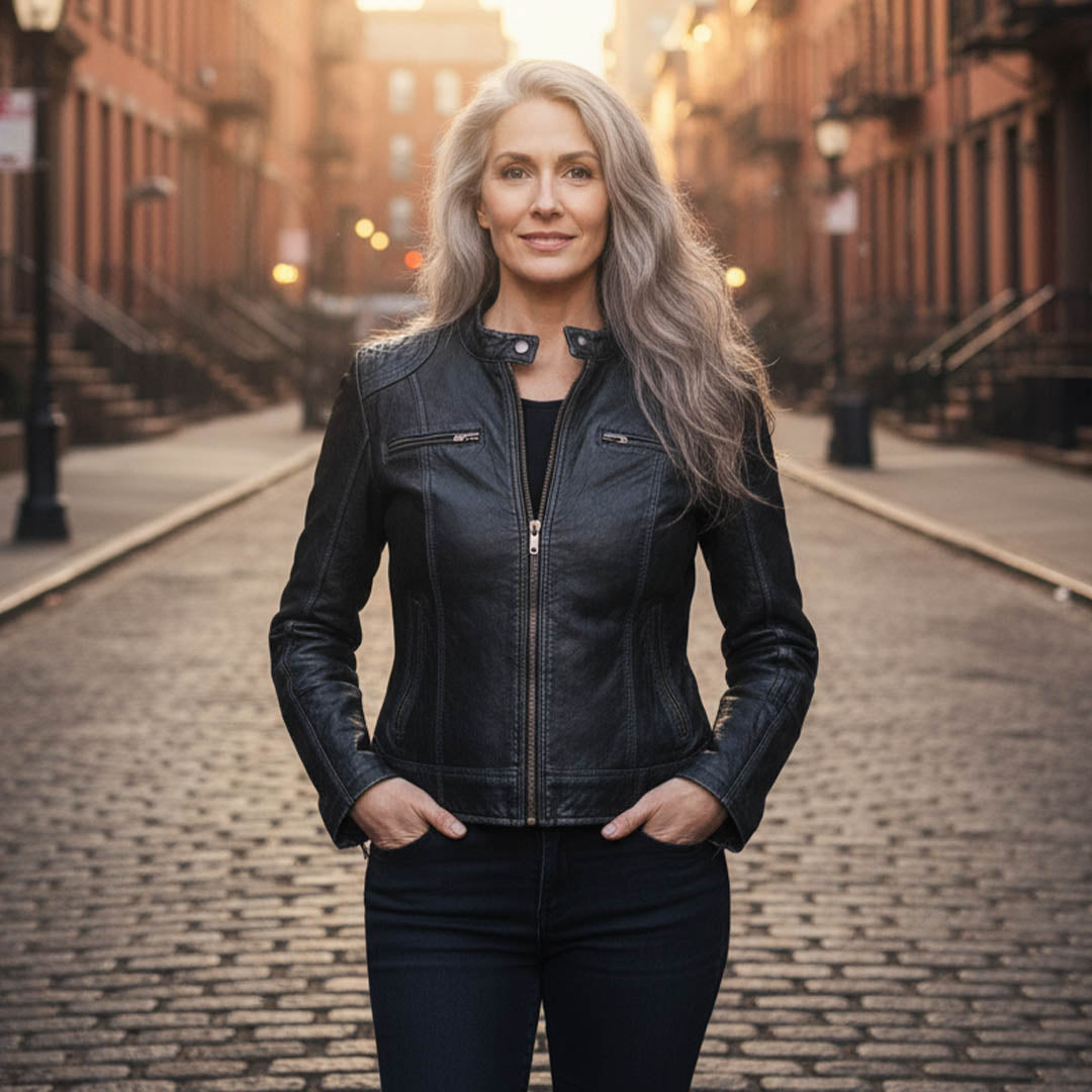 Milwaukee Leather SFL2830 Women's Black Sheepskin Scuba Style Fashion Leather Jacket