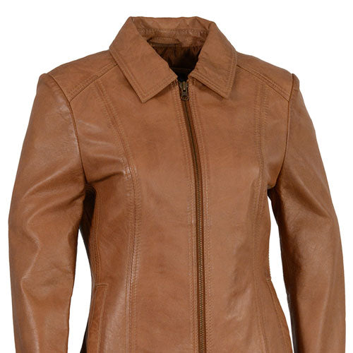 Milwaukee Leather SFL2850 Women's Classic Saddle Zippered Motorcycle Style Fashion Leather Jacket with Shirt Style Collar