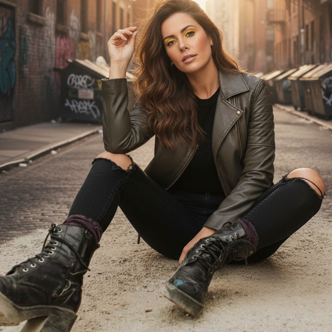 Milwaukee Leather Women's Duchess Olive Motorcycle Style Fashion Casual Leather Jacket SFL2870