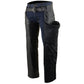 Milwaukee Leather SH1101TALL Men's Classic Black Motorcycle Riding Leather Chaps with Jean Pockets in Tall Sizes