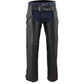 Milwaukee Leather Men's Black Leather Slash Pocket- Biker Motorcycle Riders Chap- SH1103NL