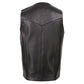 Milwaukee Leather SH1310Tall Men's Black Leather Classic V-Neck Motorcycle Rider Vest w/ Snap Button Closure