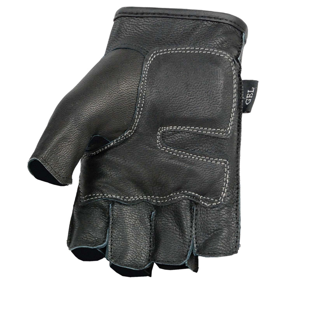 Milwaukee Leather SH198 Men's Black-Orange Gel Palm Fingerless Motorcycle Gloves with Orange Flame Embroidery