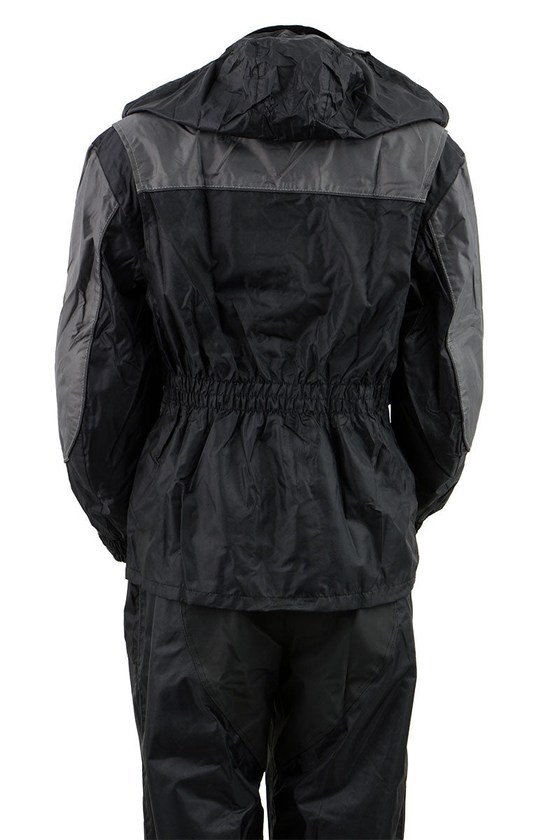 NexGen Ladies SH204901 Black and Grey Armored and Hooded Water Proof Rain Suit