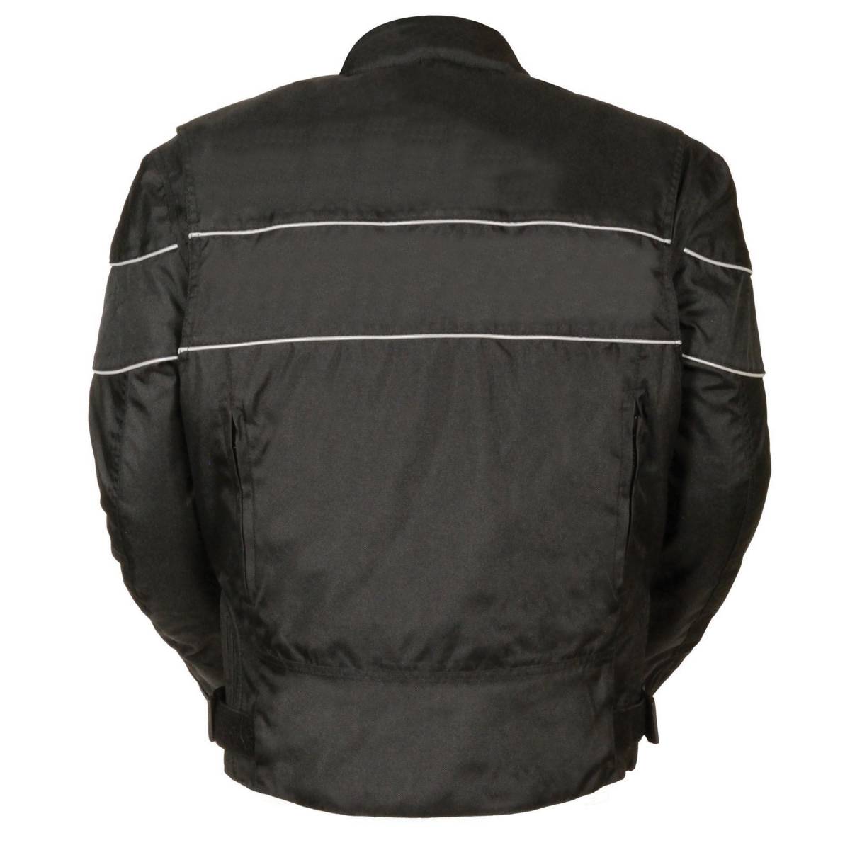 NexGen SH212102T Men's Tall Sizes Black Textile Vented Moto Jacket with Reflective Piping