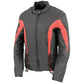 Nexgen SH2188 Women's Black and Red Textile Motorcycle Riding Jacket with Side Stretch and Lacing