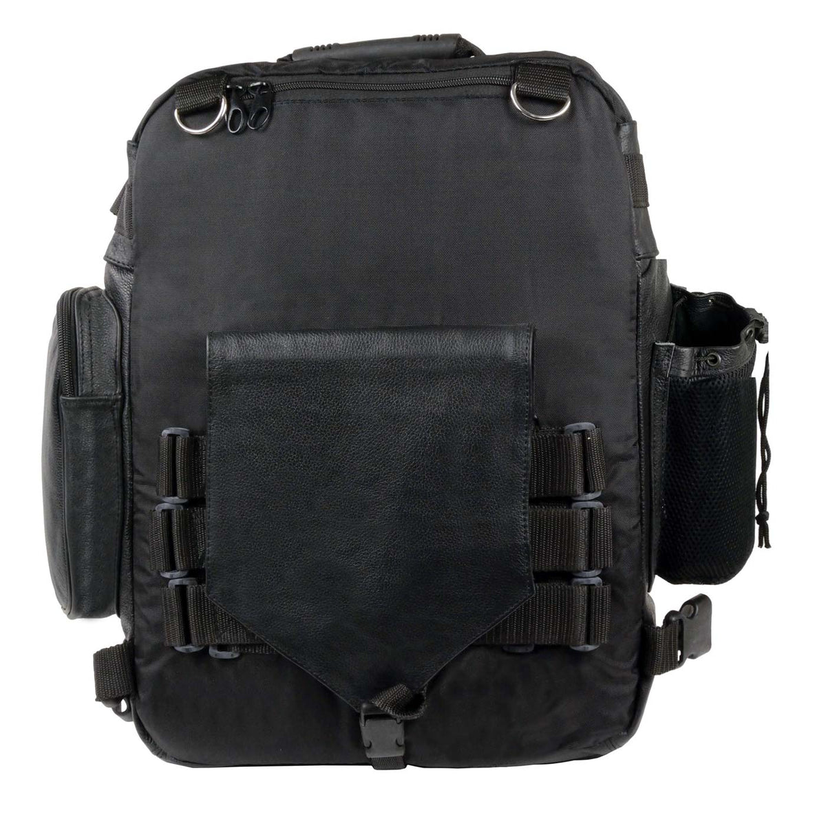 Milwaukee Leather SH54001 Medium Black Leather and Textile Motorcycle Cruiser Sissy Bar Bag Back-Pack