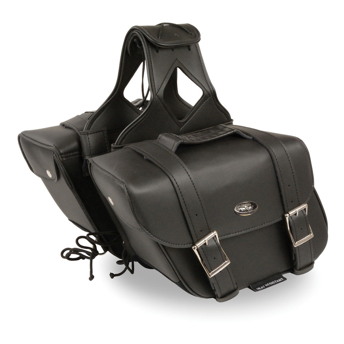 Milwaukee Leather SH58001ZB Medium Black Zip-Off PVC Slanted Throw Over Saddlebags