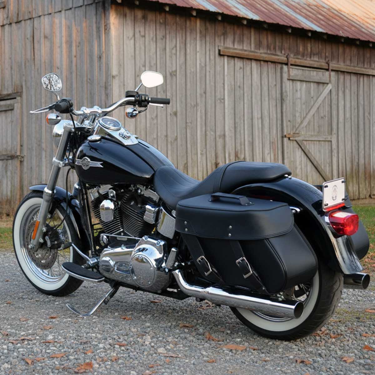 Milwaukee Leather SH592ZB Black Zip-Off PVC Throw Over Slanted Saddlebags