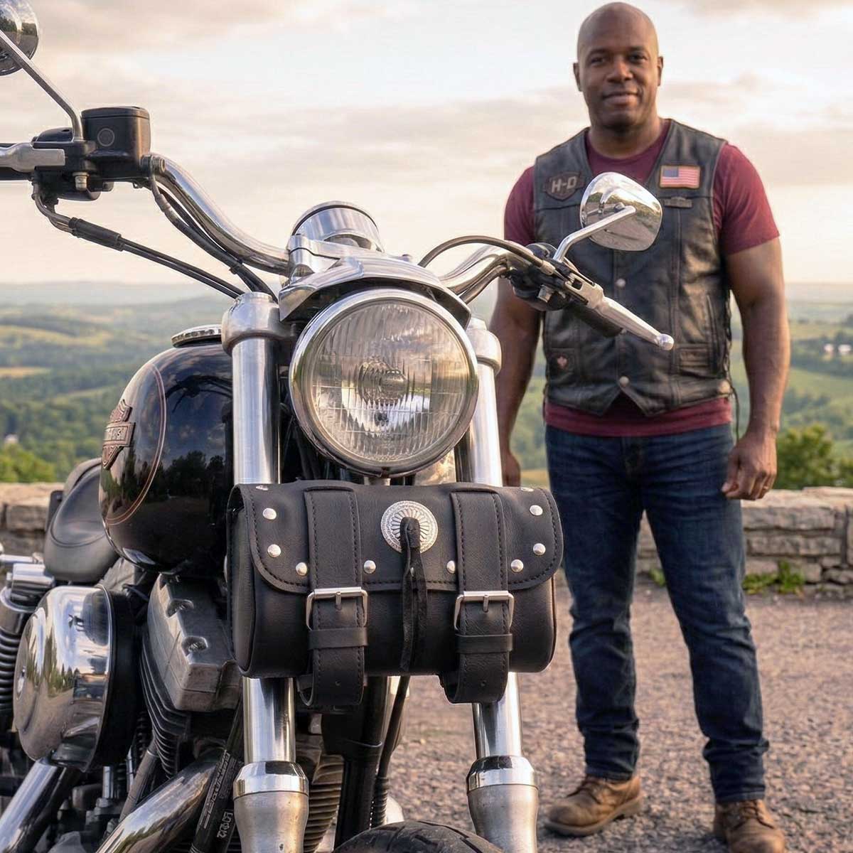 Milwaukee Performance SH62605 Black Small PVC Double Strap Tool Bag with Concho and Rivets