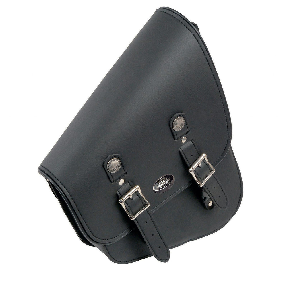 black leather backpack with silver milwaukee Milwaukee Leather SH640R Black Right Side Tall Slanted PVC Swing Arm Bag with Buffalo Snaps
