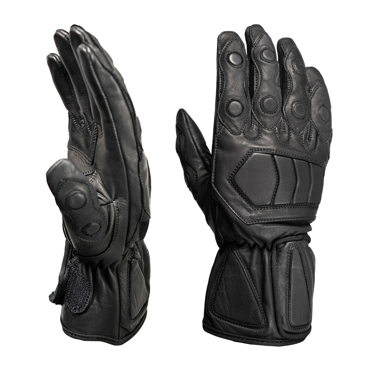Milwaukee Leather Men's Black Leather Waterproof Gauntlet Motorcycle Hand Gloves-Extra Grip Reinforced Gel Palm SH813