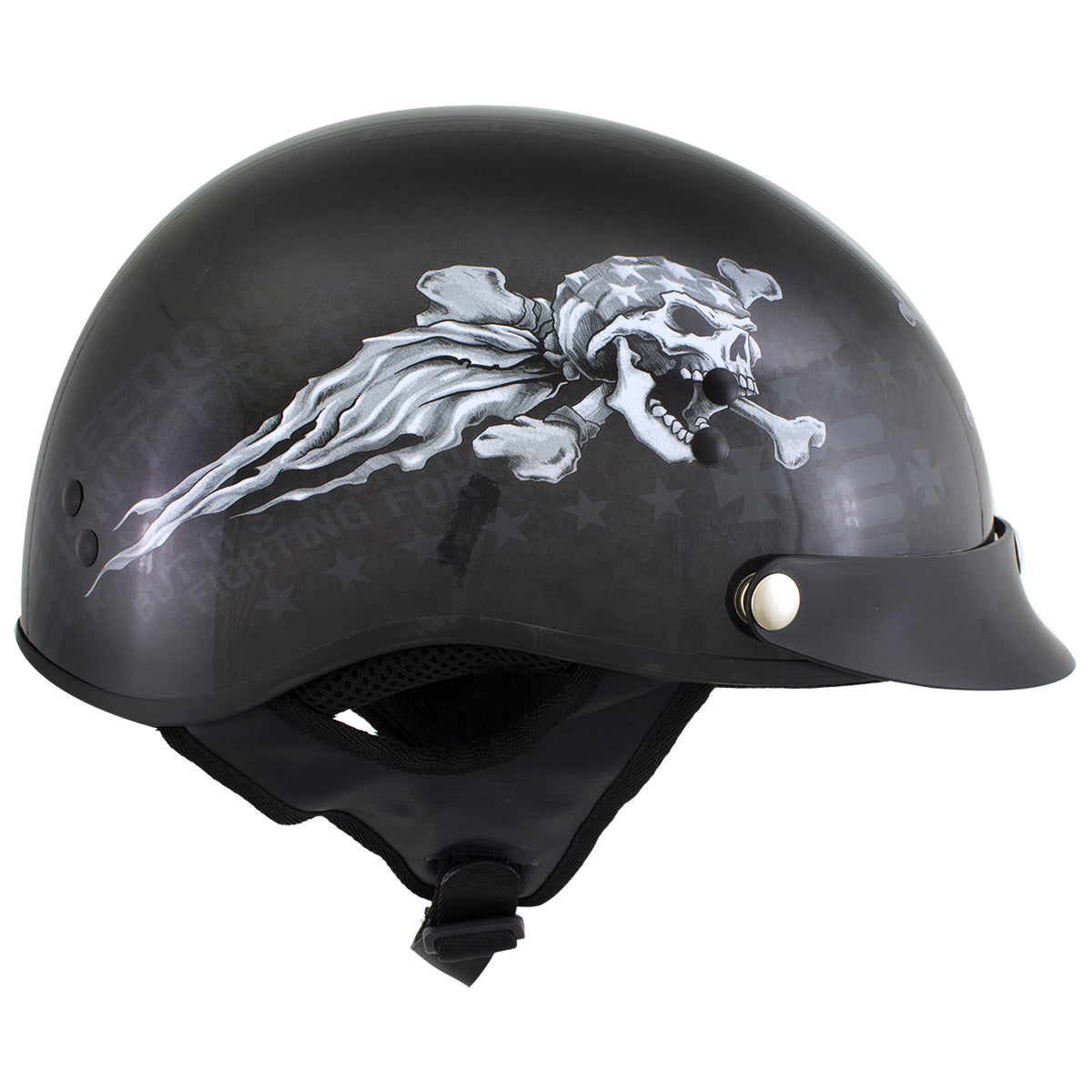 Milwaukee Helmets T70 Freedom Skulls Black Glossy Motorcycle DOT – Milwaukee Leather
