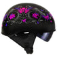 Milwaukee Helmets T72 Gloss Black Pink Butterflies Advanced DOT Helmet for Men and Women with Drop Down Tinted Visor