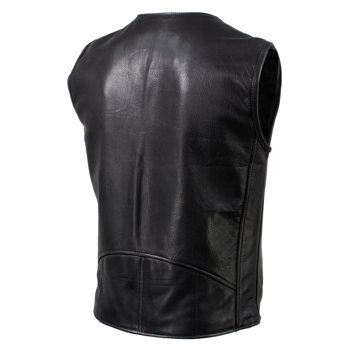 Milwaukee Leather USA MADE MLVSM5009 Men's Black Slinger V-Neck Motorcycle Premium Leather Zippered Vest