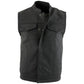 Milwaukee Leather Men's Barrage Flat Black Leather Motorcycle Club Style Vest - LKM3790