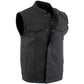 Milwaukee Leather Men's Barrage Flat Black Leather Motorcycle Club Style Vest - LKM3790